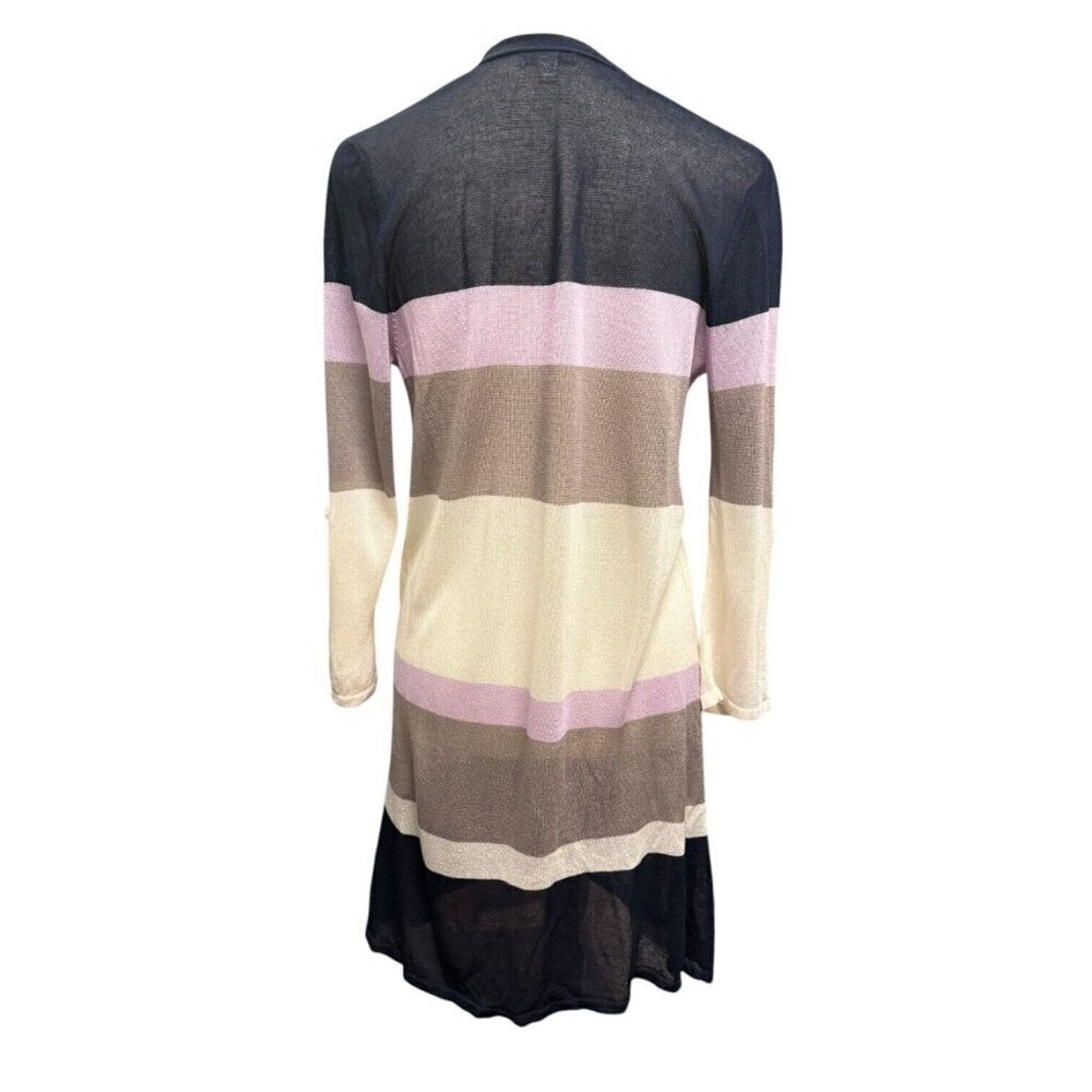 Cato Est 1946 Sweater Womens Small Multicolor Striped Cardigan Open Front - Picture 5 of 16